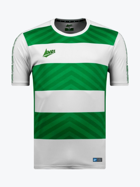 Green and White Hoops Football Kit