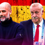 Pep Guardiola and Vicente Del Bosque with Spanish theme