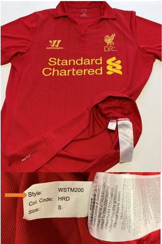 Warrior sports football shirt product codes