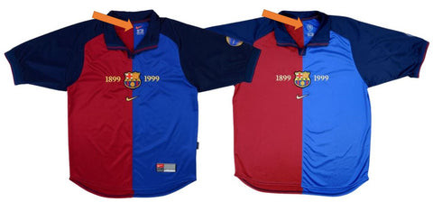 Example of a Barcelona football shirt with different labels