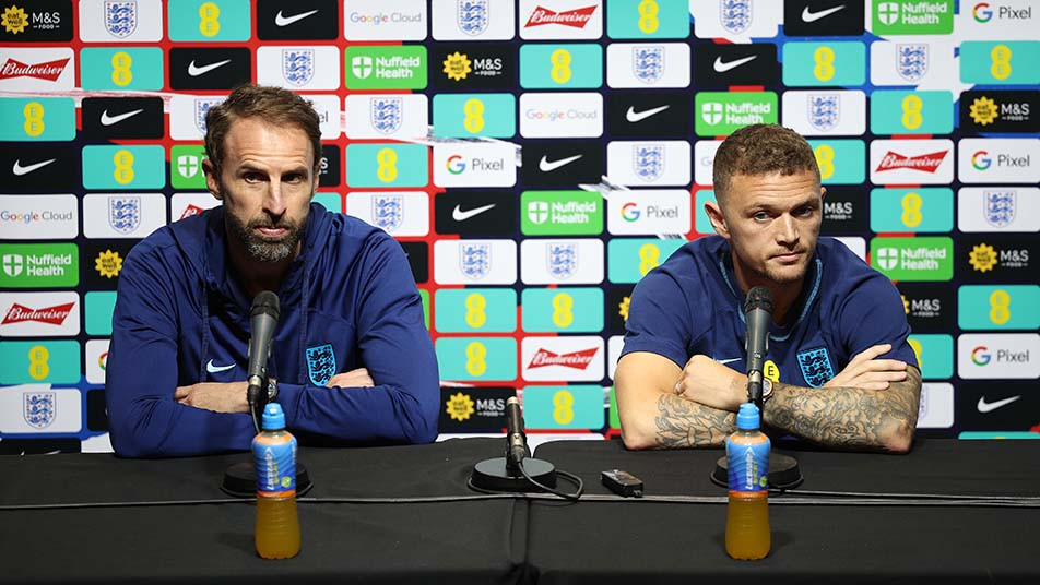 Gareth Southgate and Kieran Trippier at Hampden Park