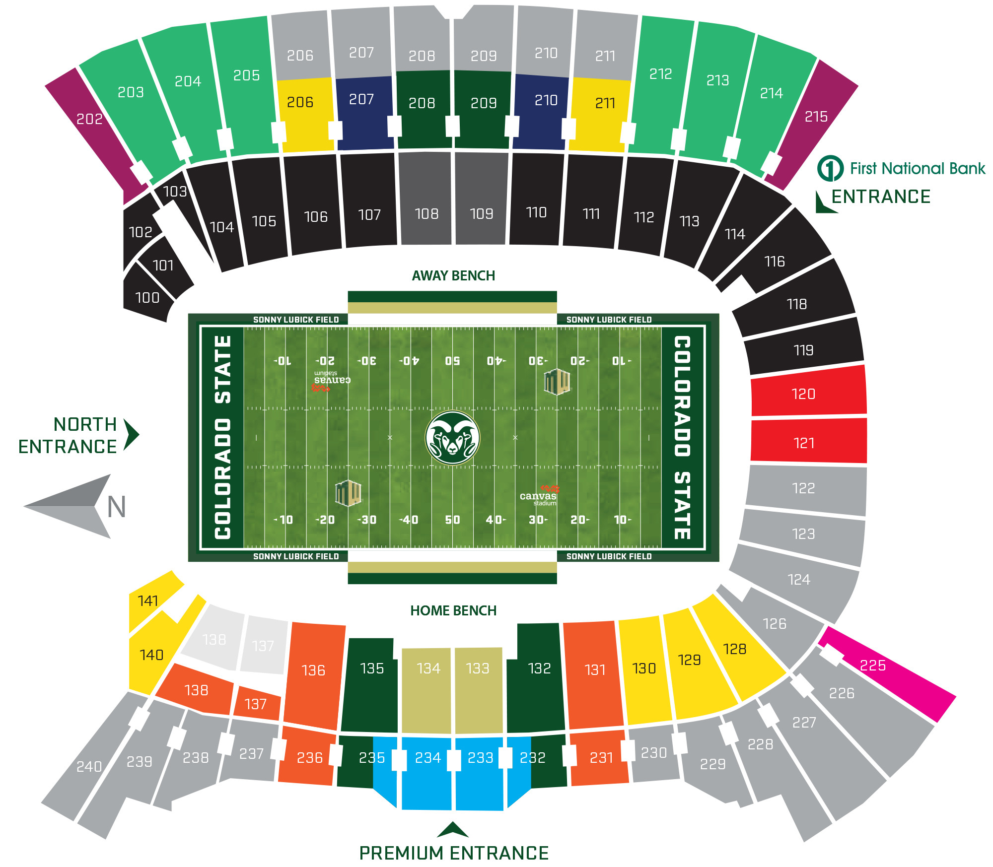 Colorado State University Football Season Ticket Price Map
