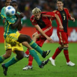 Photo of game action from an international friendly.