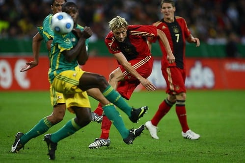 Photo of game action from an international friendly.
