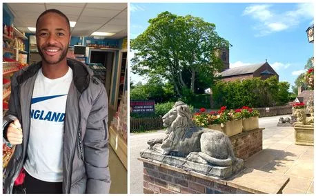 England footballer Raheem Sterling in his home village of Goostrey