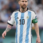 Lionel Messi celebrating a goal with Argentina