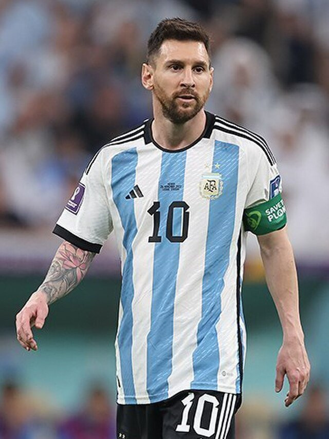 Lionel Messi celebrating a goal with Argentina