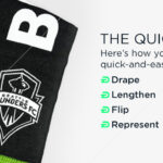 Accessible Way to Tie a Football Scarf: Drape, adjust, raise, and repeat.