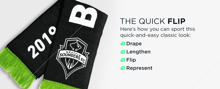 Accessible Way to Tie a Football Scarf: Drape, adjust, raise, and repeat.