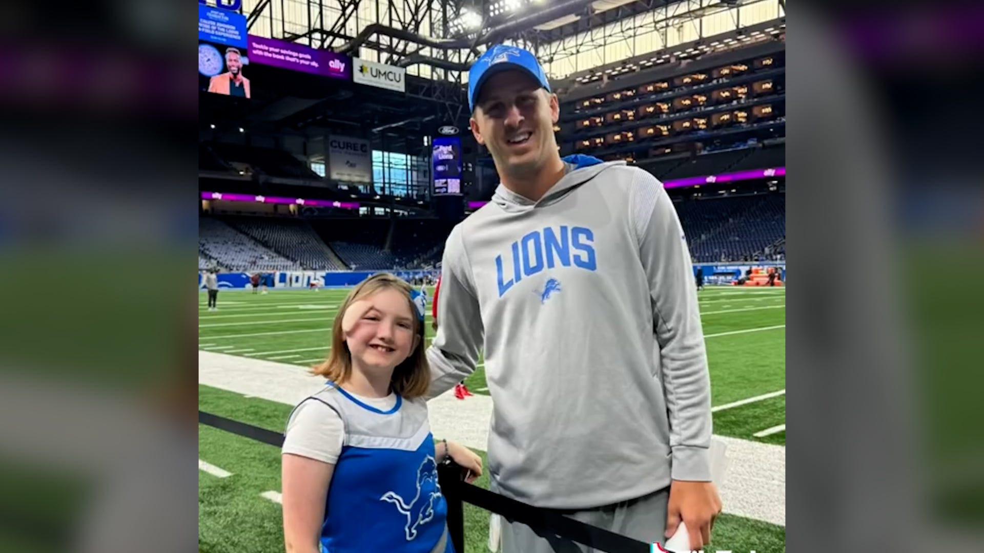Jared Goff meets young fan battling rare disease