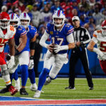 Josh Allen passing the ball