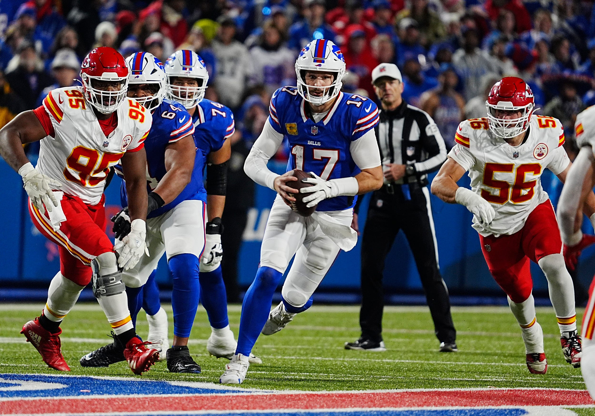 Josh Allen passing the ball