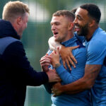 Kieran Trippier, centre, and Callum Wilson, right, are the subjects of transfer speculation