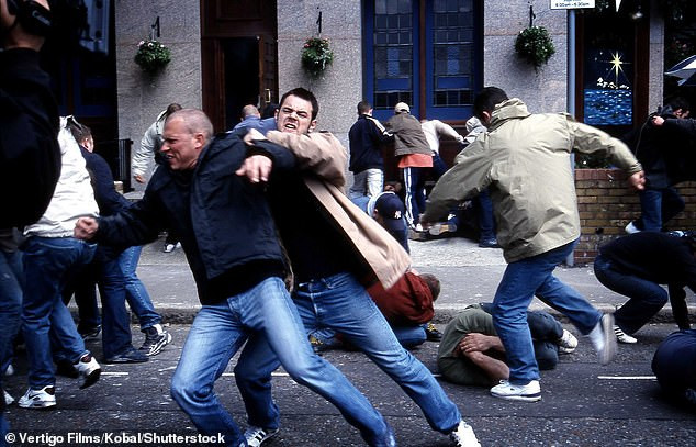 The Football Factory ended with Tommy ending up in the hospital after he is severely beaten by a group of Millwall hooligans (film pictured)