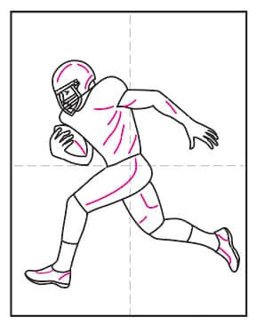 Adding detail lines to the football player drawing