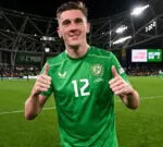 Jimmy Dunne celebrates Republic of Ireland debut