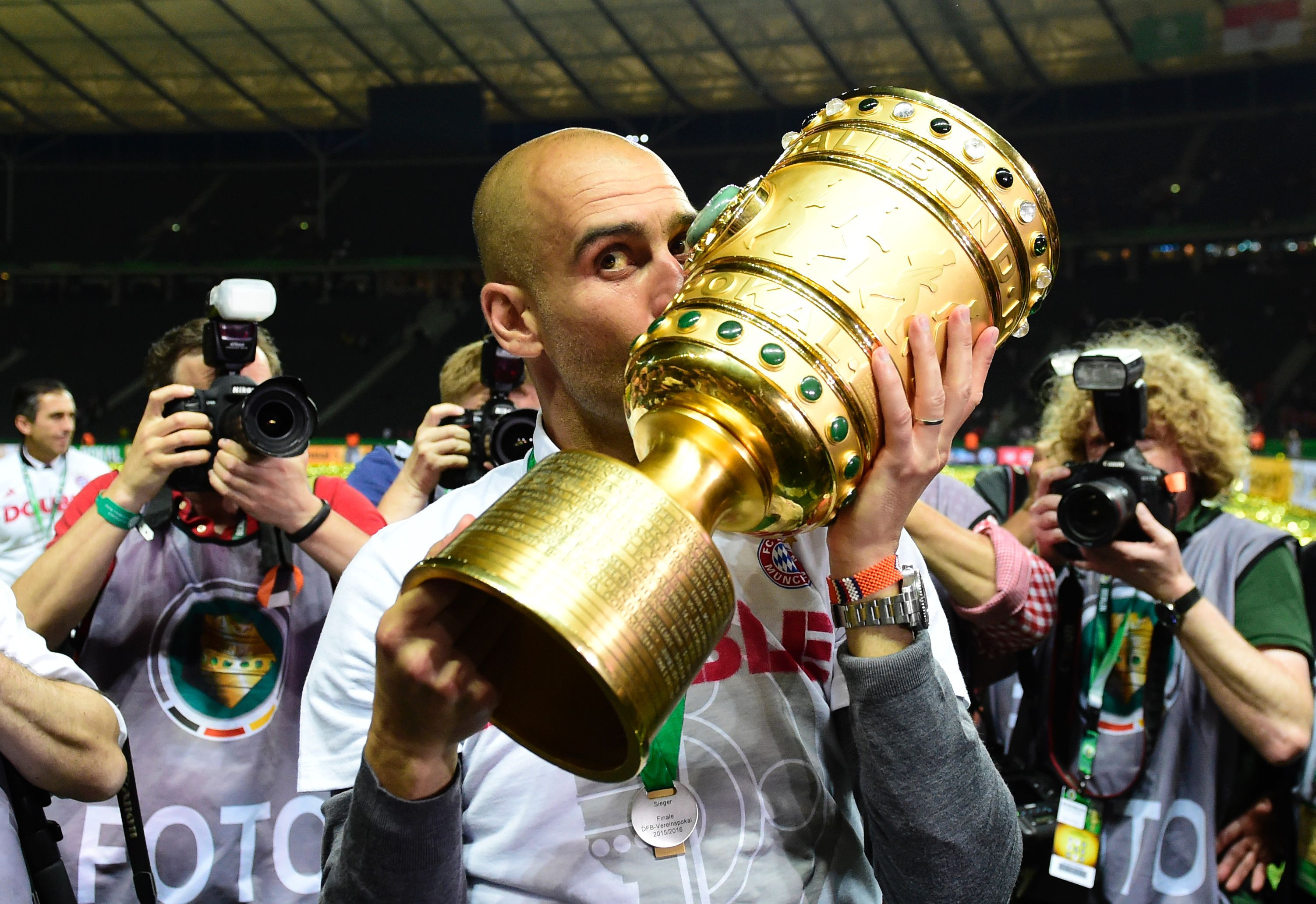 Bayern Munich celebrating a Bundesliga title