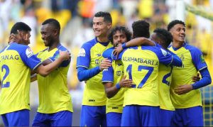 Al-Nassr Football Club sporting their vibrant identity in yellow and blue kits