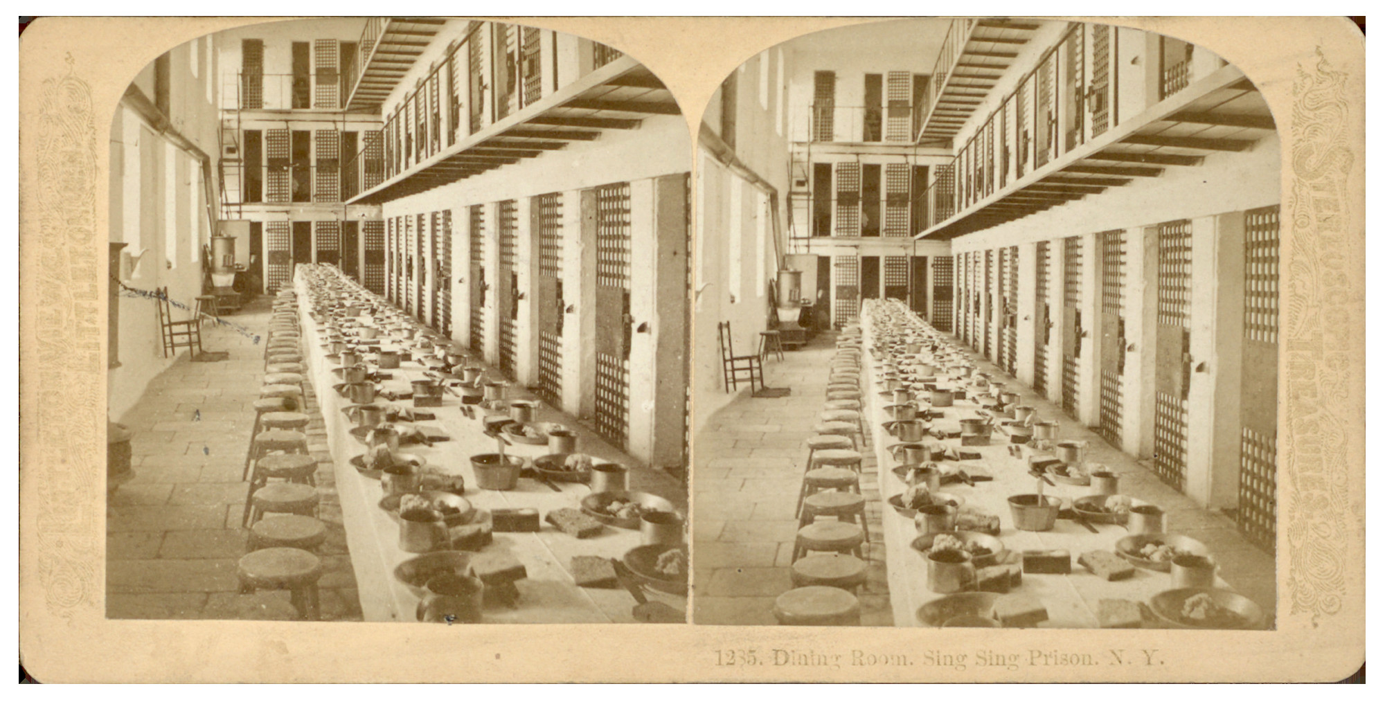 A stereo slide from the dining room at Sing Sing Prison