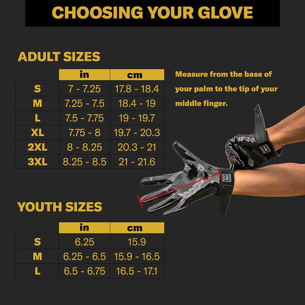 The football gloves size chart to help you choosing your football gloves