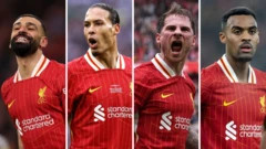 Mohamed Salah, Virgil van Dijk, Alexis Mac Allister and Ryan Gravenberch