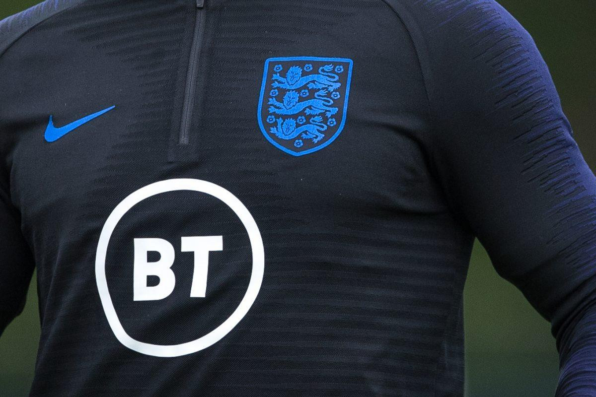 England training kit with new BT logo