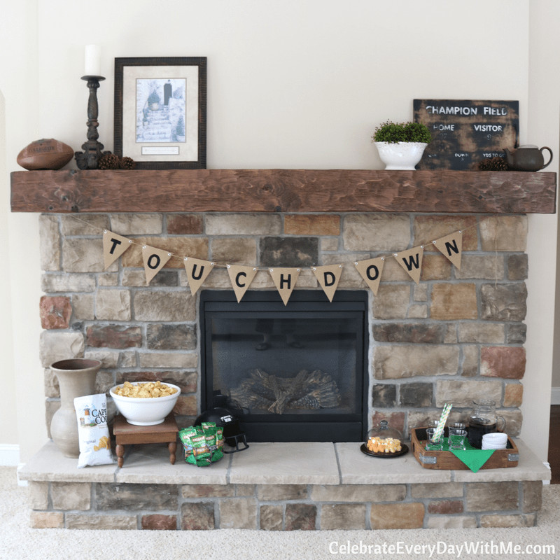 Finished burlap football banner hanging
