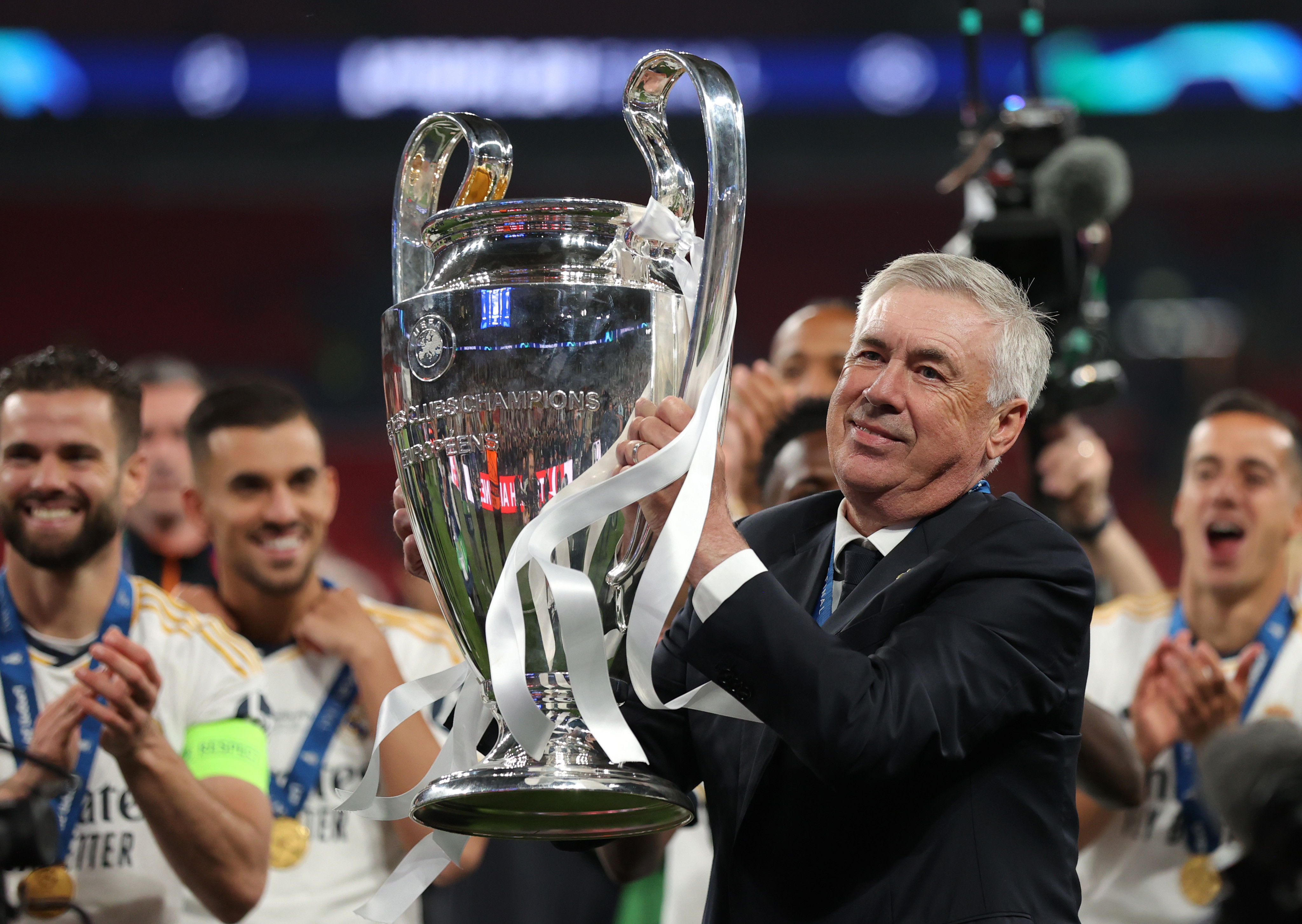 Real Madrid celebrating their Champions League win in 2024