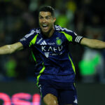 Cristiano Ronaldo celebrates a goal for Al Nassr