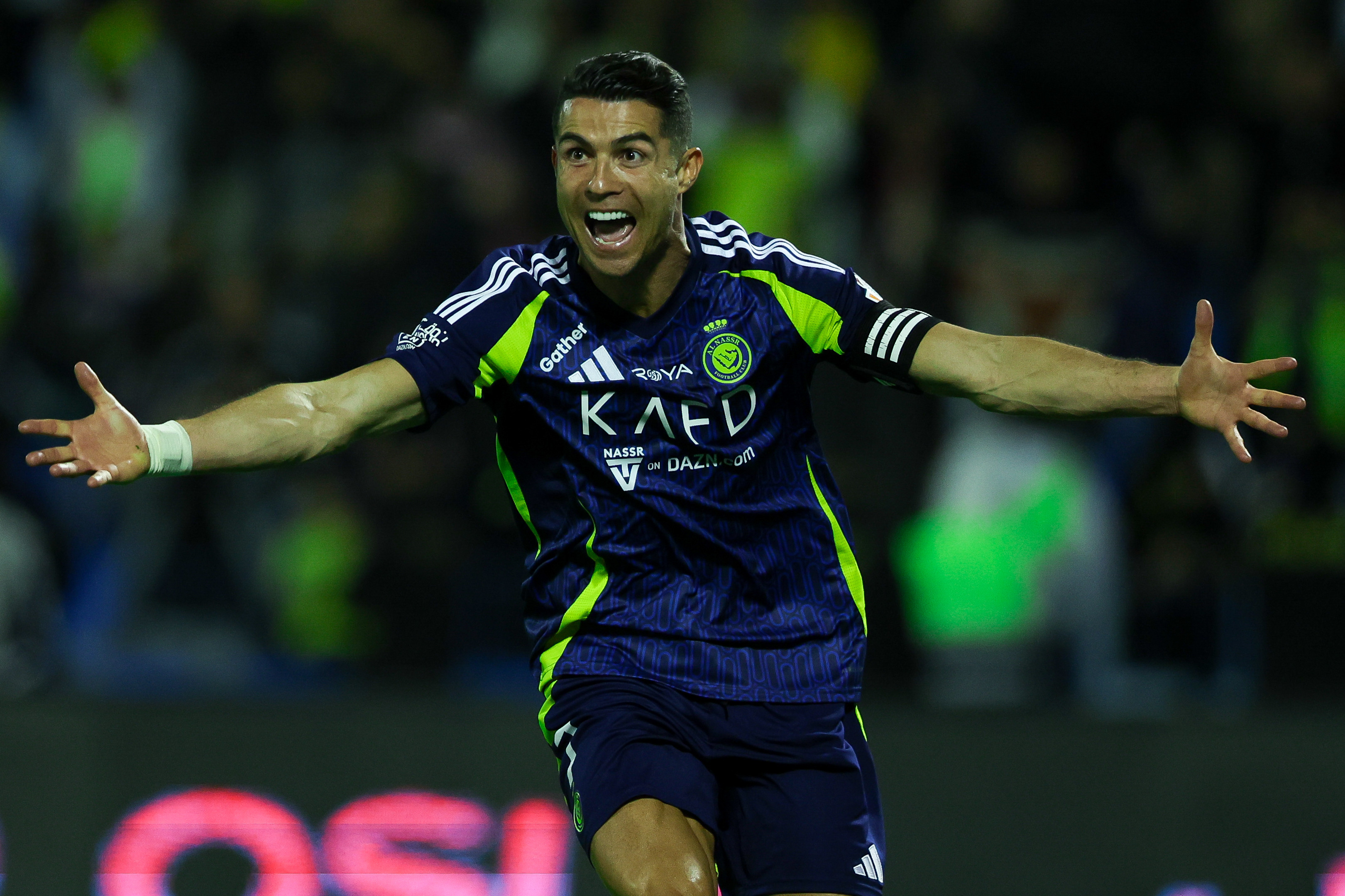 Cristiano Ronaldo celebrates a goal for Al Nassr