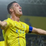 Cristiano Ronaldo celebrates a goal for Al Nassr