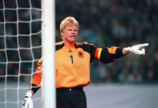 Oliver Kahn in action for Germany against Greece in 2002 A German football icon