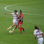 A football player defending