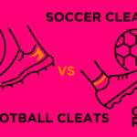 Illustration of a football cleat beside an illustration of a soccer cleat