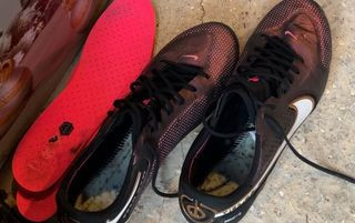 Adidas football boot with laces removed