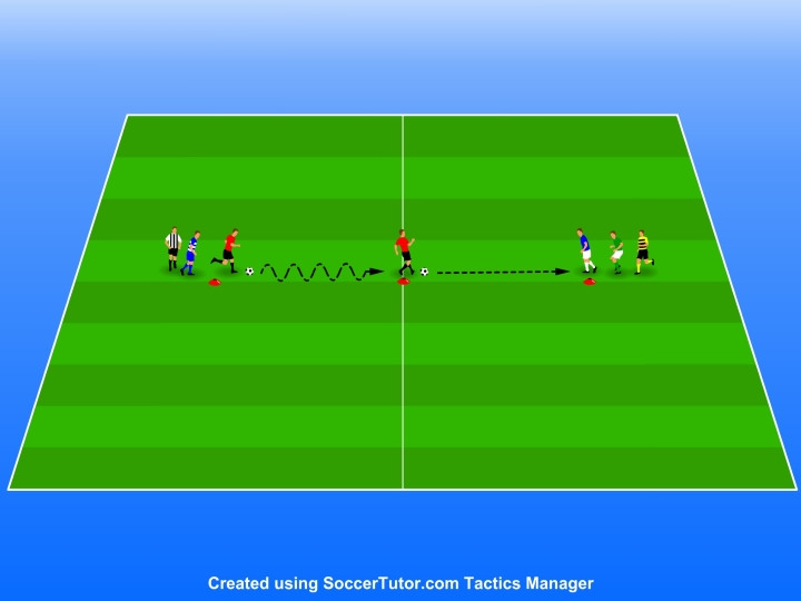 Image of the Dribble-Pass-Move drill, highlighting the continuous movement and passing between players
