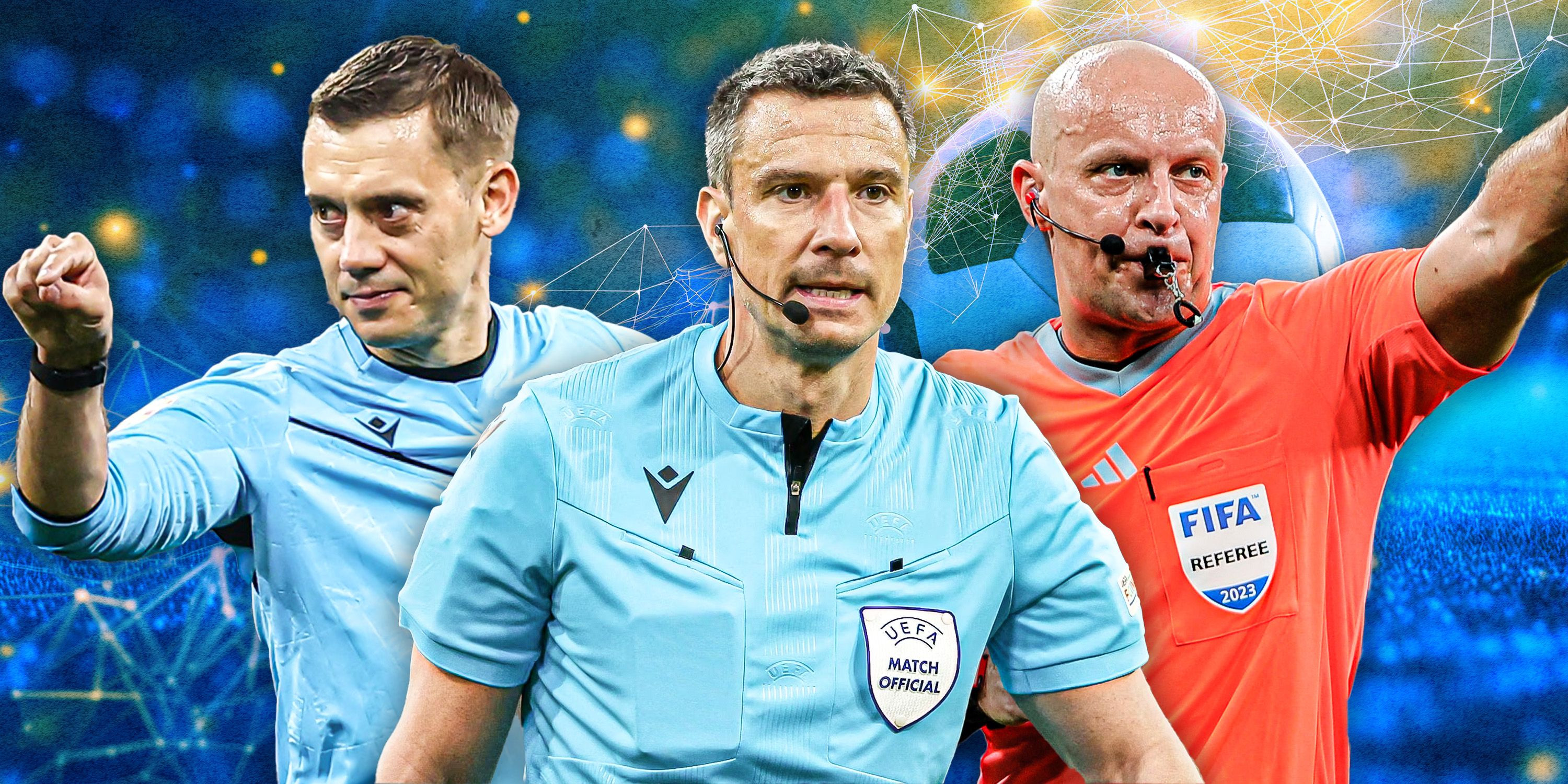 A custom image of Clement Turpin, Slavko Vincic and Szymon Marciniak