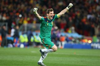 Iker Casillas celebrates Spain
