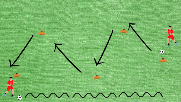 zig zag dribbling warm up drill