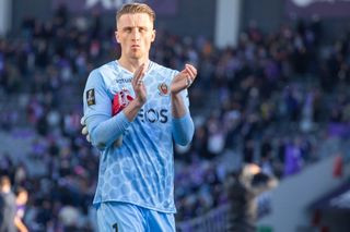 Marcin Bulka celebrates against Toulouse