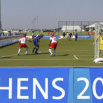 Athens 2004 Paralympic Games banner displayed on the football pitch