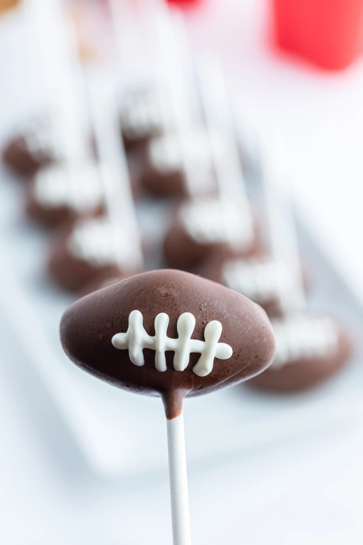 Football cake pop up close
