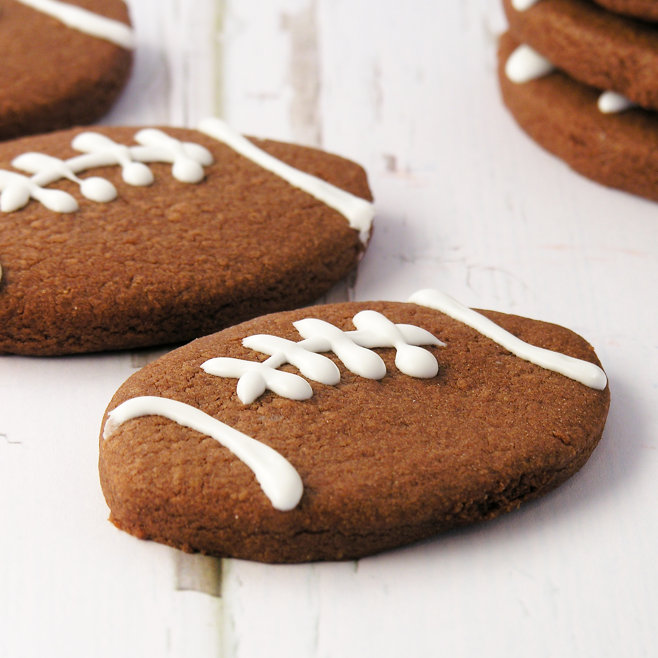 Football Cookies decorated with white icing