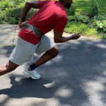 Athlete running with maximum velocity
