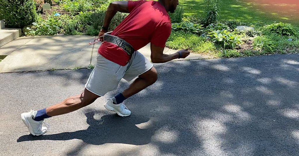 Athlete running with maximum velocity