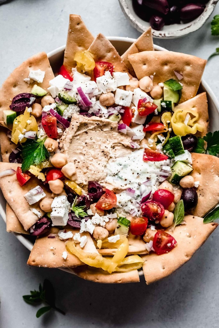 Greek Nachos with Hummus