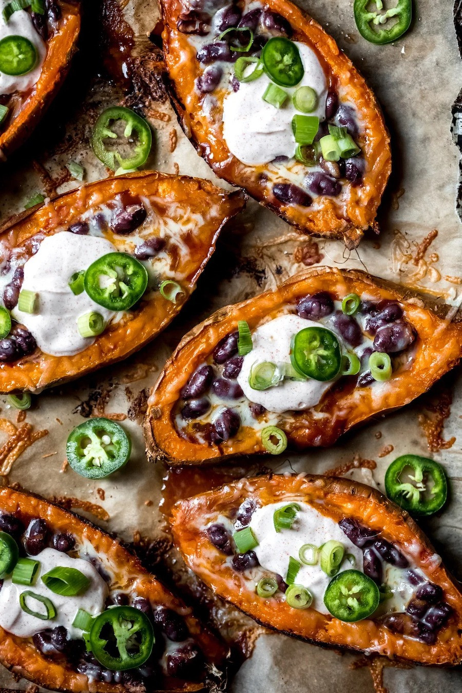 Chili-Stuffed Sweet Potato Skins