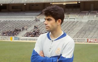 Manolo Sanchis training in the stadium Santiago Bernabeu, 1964, Madrid, Spain.