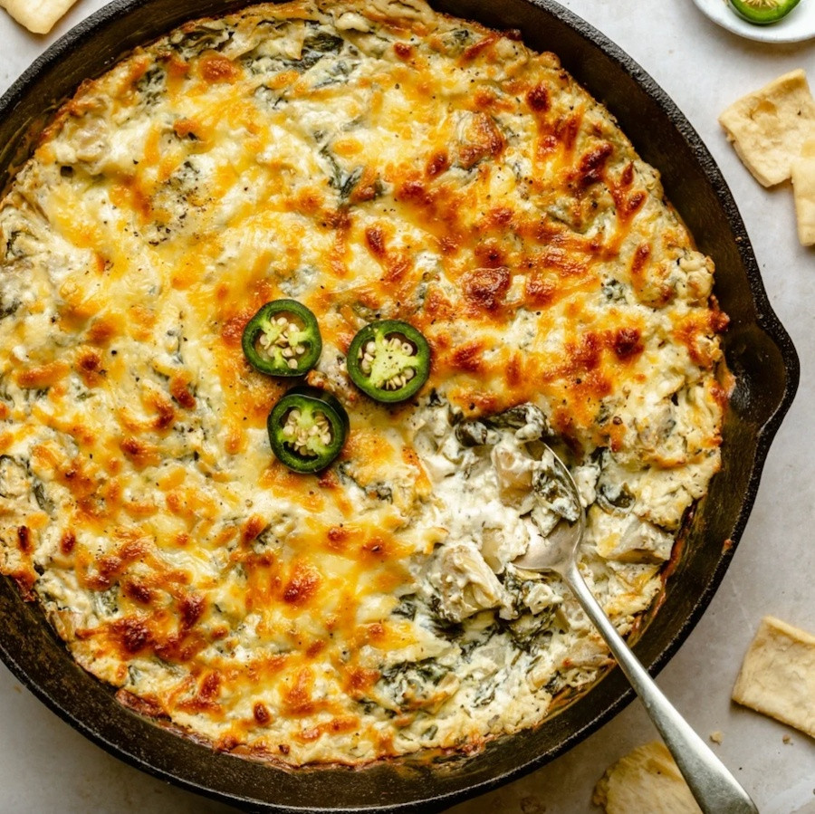 Creamy Jalapeño Spinach Artichoke Dip