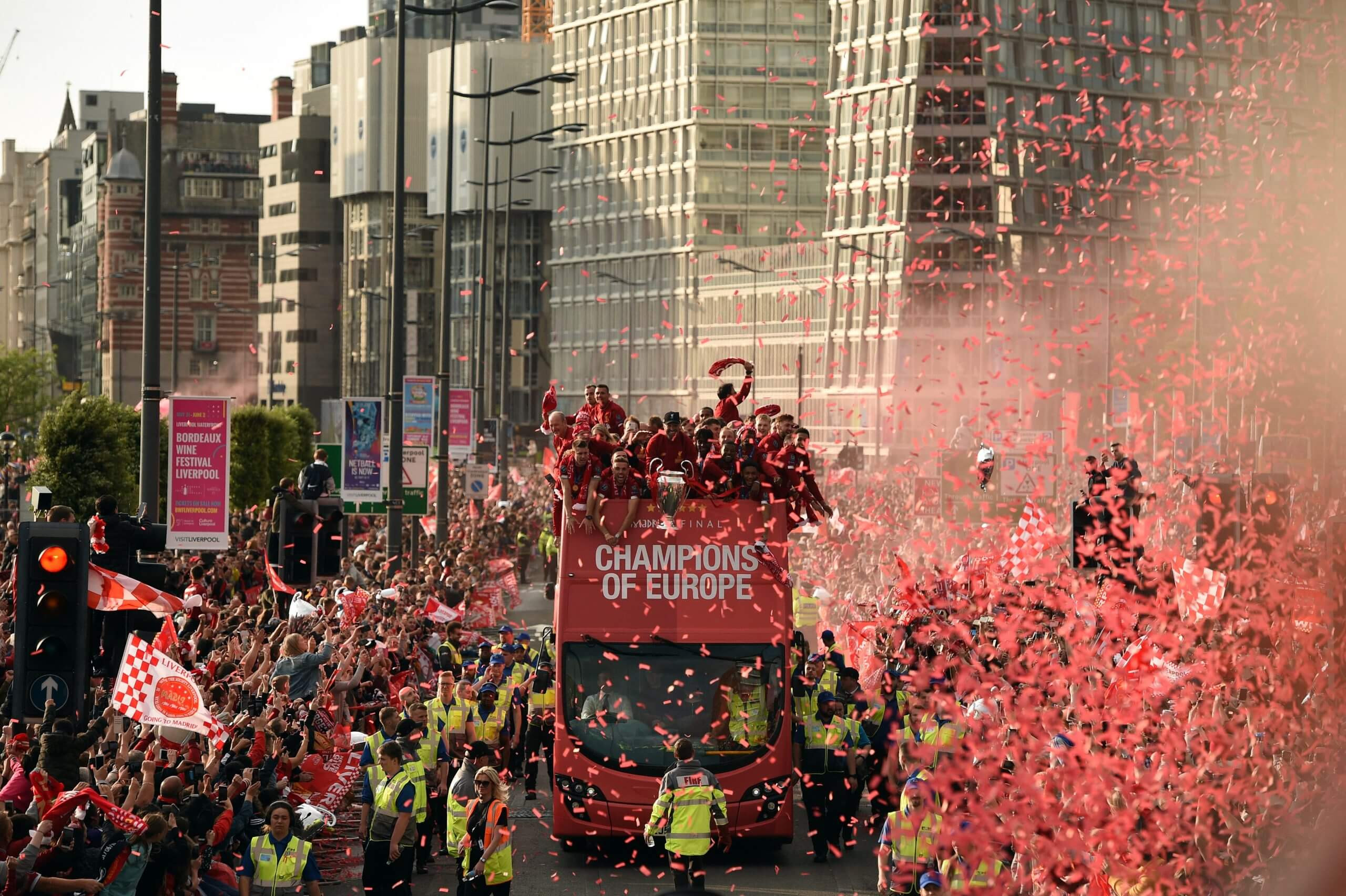 Liverpool parade the Champions League trophy through the city in 2019